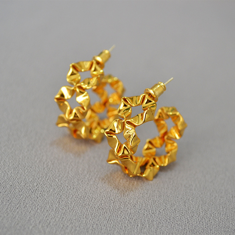 新春彩蛋清仓特价回馈欧美复古小众设计黄铜镀金个性气质耳钉耳饰详情16