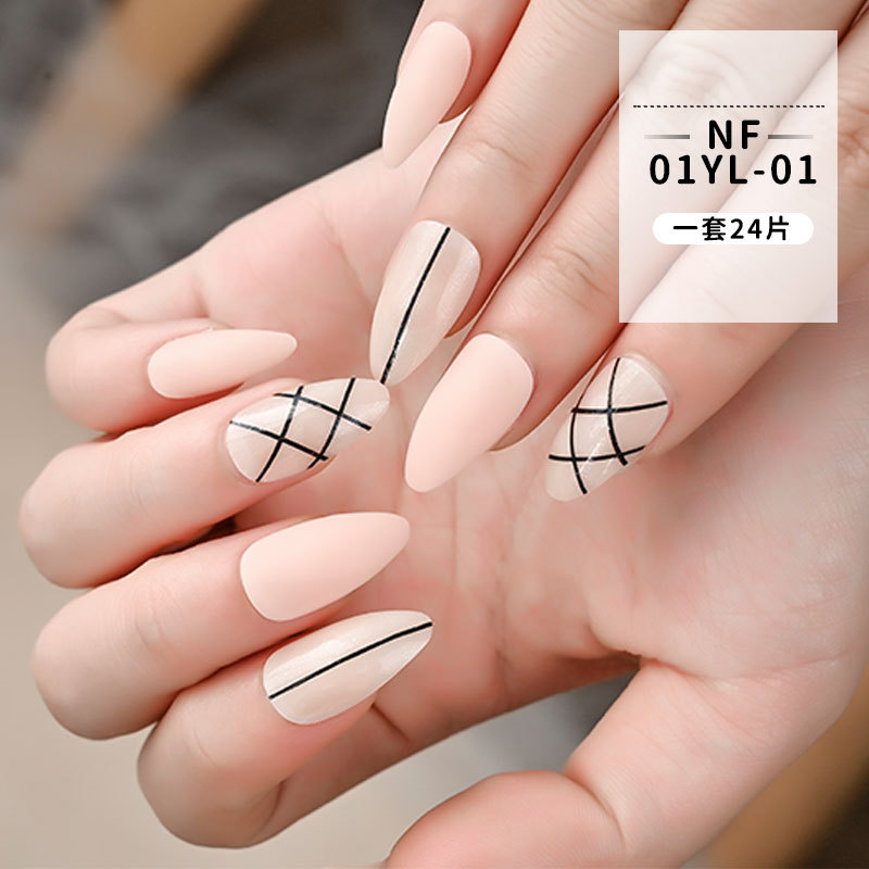 European and American matte long nail patches, wearable nails, 24-piece box nail patches, finished fake nail patches pic 2