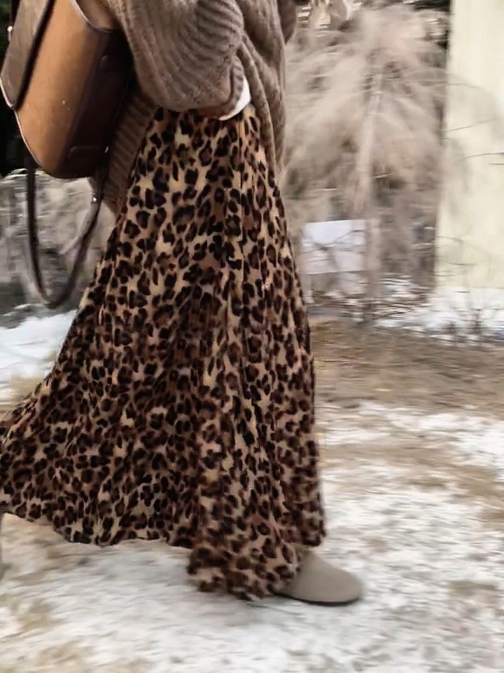 时髦又复古感豹纹半身裙女2025早春新款松紧腰显瘦时尚气质半裙子详情3