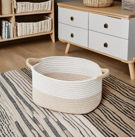 北欧简约棉绳编织收纳筐大容量收纳篮家用杂物儿童玩具编织收纳筐详情7