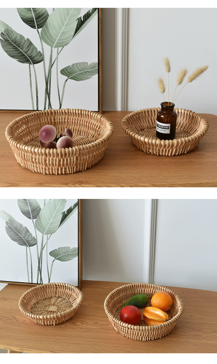 馒头筐柳编藤编竹编筐收纳篮编织篮子水果桌面零食面包框竹篮子详情4