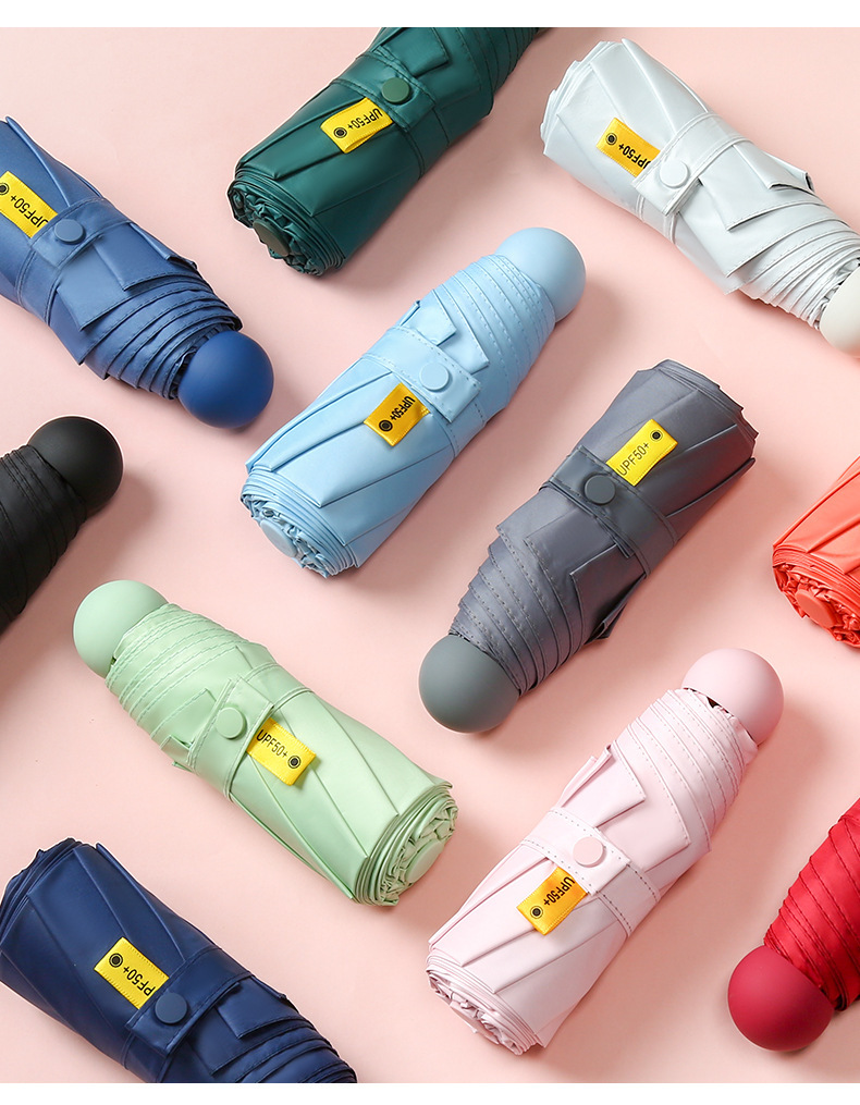 五折伞防晒遮阳太阳伞便携迷你口袋晴雨两用礼品广告伞定 制logo详情12