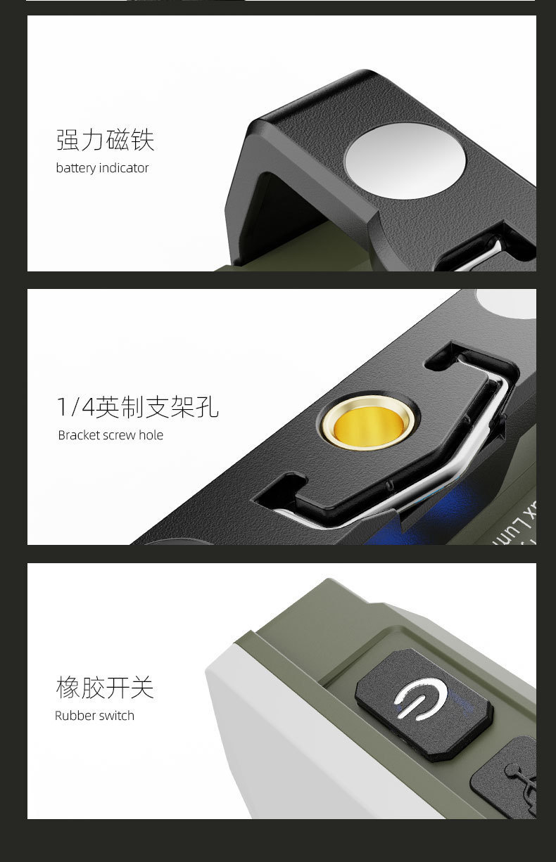 KXK-K3 USB заряжает широкотопографическую лампу для работы с магнитным поглощением с помощью магнитного освещения с помощью трехлучевой сигнализационной лампочки для палатки на открытом воздухе и фонаря для ночлега для зарядки фонарика pic 17