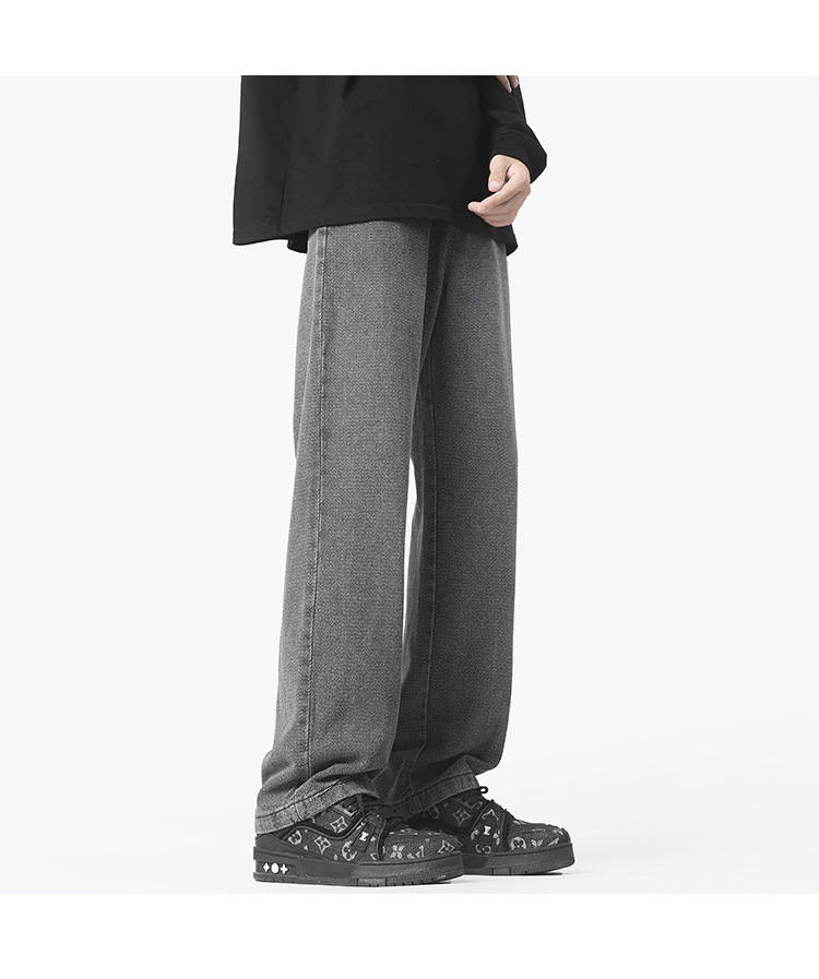 Retro and nostalgic, lightly washed, straight-leg, loose, irregular pants, loose cotton casual long pants, jeans for men pic 26