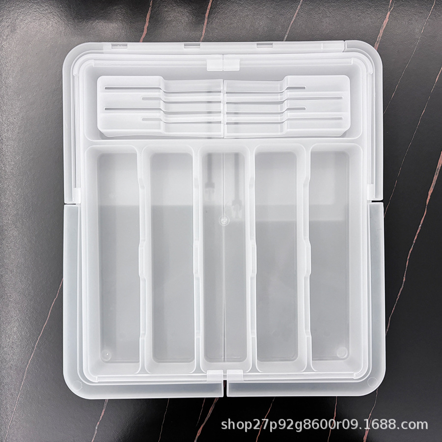 厨房餐具分格收纳盒可伸缩刀叉分类整理盒四向伸缩抽屉式餐具盒详情17