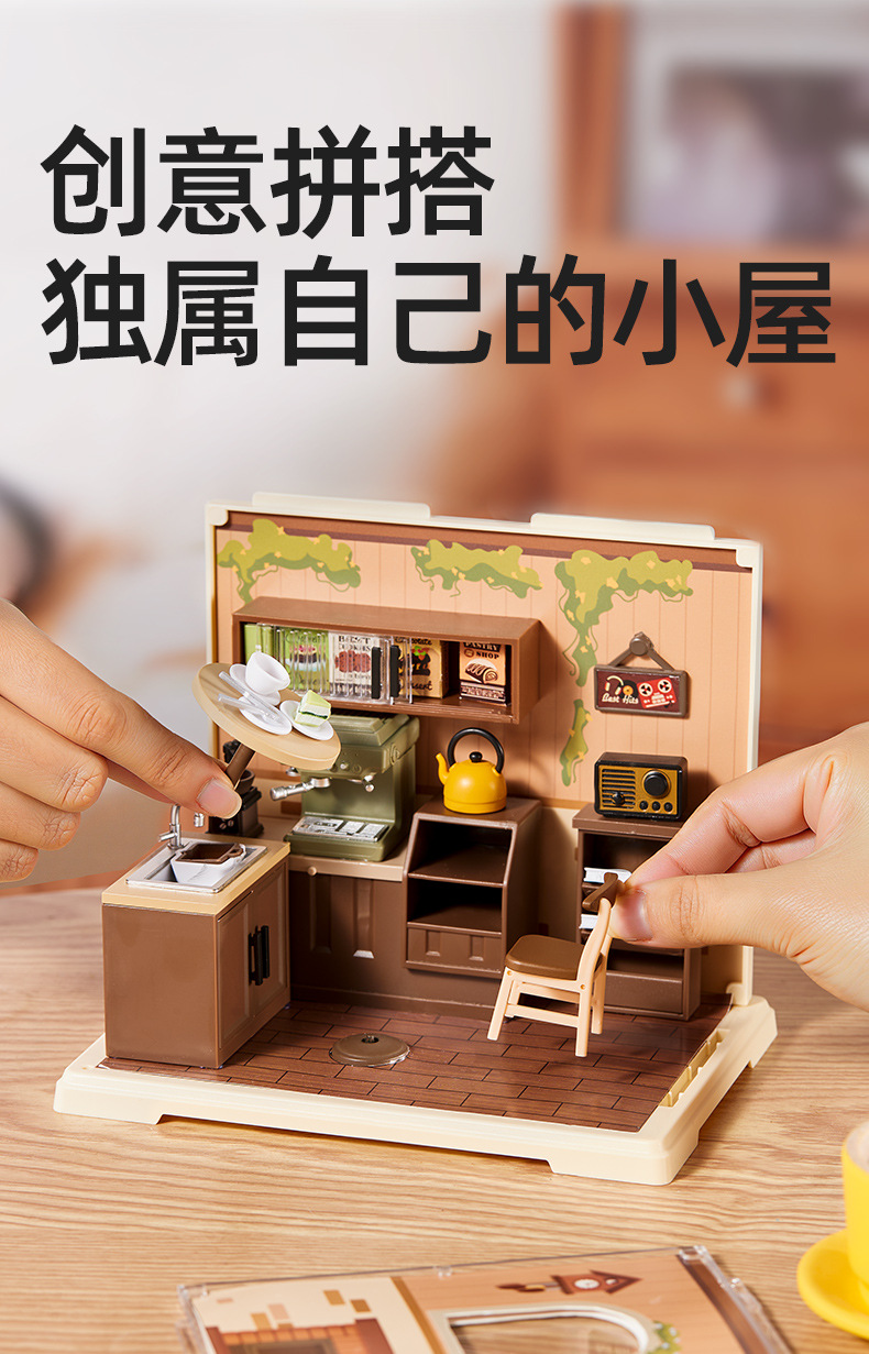 Childhood Infinite Girl diy Mini House model Coffee house Dessert Shop Handmade Assembly Little Actress toy gift pic 14