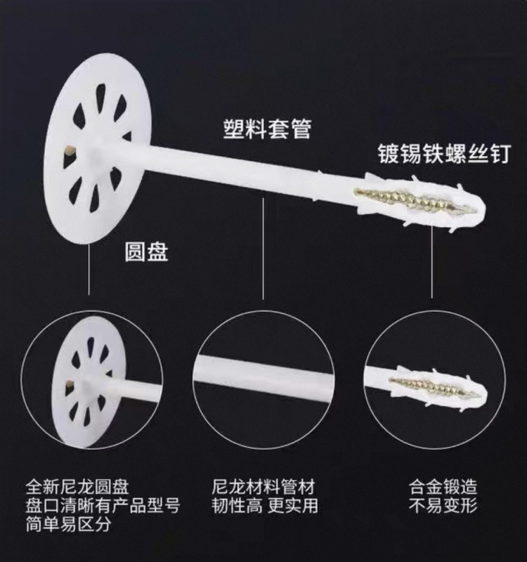 National standard interior and exterior wall plastic expansion insulation nails, extruded polystyrene board rock wool board anchor nails, anchor fasteners, fixed anchor bolts pic 1