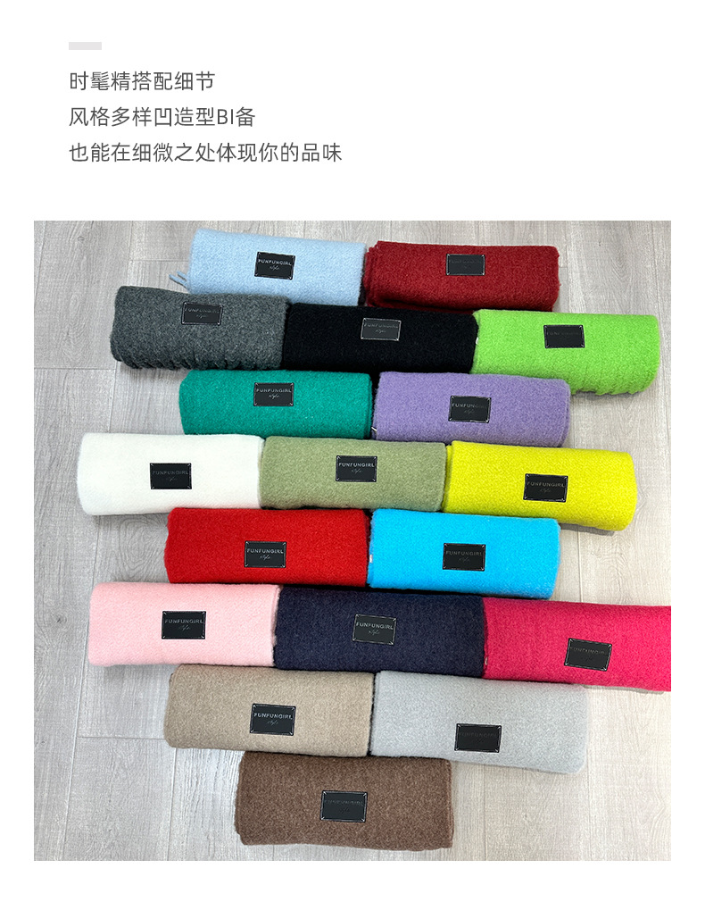 Autumn and winter Ankela Red Wool Scarf for women, new solid color thickened warm scarf, high-end, simple and versatile shawl pic 4