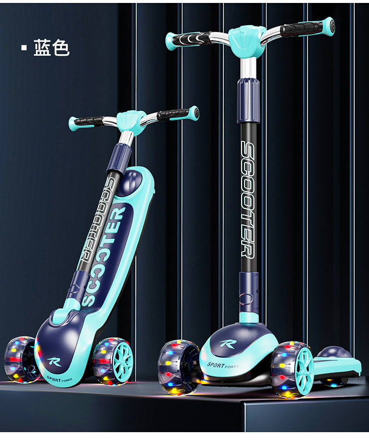 新款折叠儿童滑板车 3-18岁加大PU轮闪光外轮溜溜脚踏儿童滑行车详情14