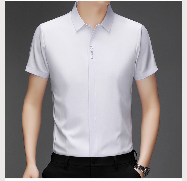 Out-of-size special offer: Summer mulberry silk short-sleeved shirt for men, high-end, seamless, one-inch shirt with good drape, no need for ironing, elastic and delicate pic 44