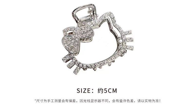 少女心镶钻KT猫金属抓夹后脑勺盘发鲨鱼夹韩版半扎发猫咪发夹头饰详情2