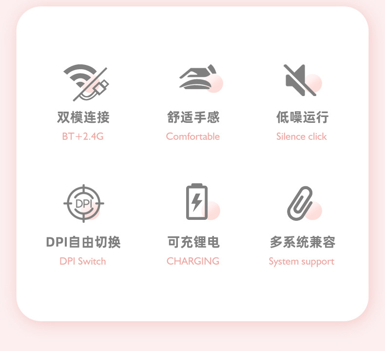 现货供应无线鼠标充电蓝牙双模静音办公便携滑鼠 可定制鼠标LOGO详情6