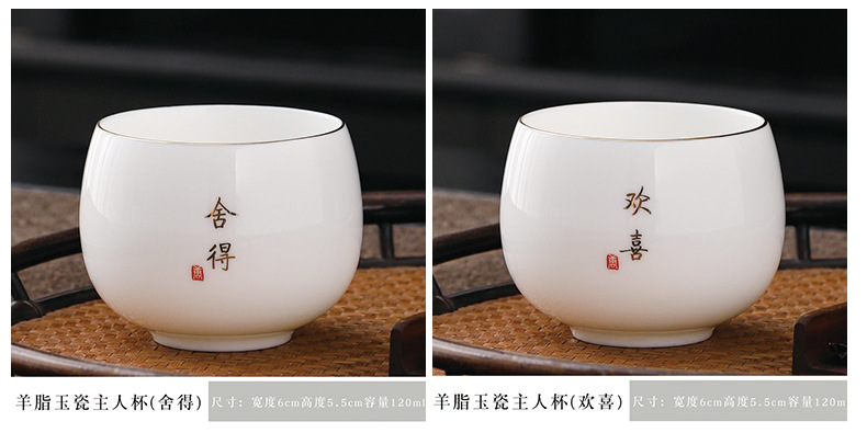 陶瓷主人杯单杯羊脂玉白瓷茶具品茗杯家用茶杯百家姓刻字logo礼品详情18