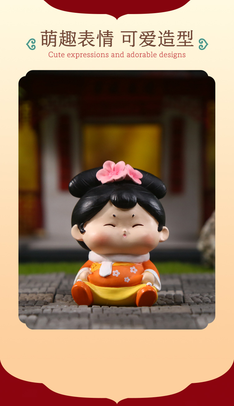 Ancient-style sugar grid figurine, cute desktop resin figurine, Chinese-style cute and fun design sugar grid resin handicraft pic 7