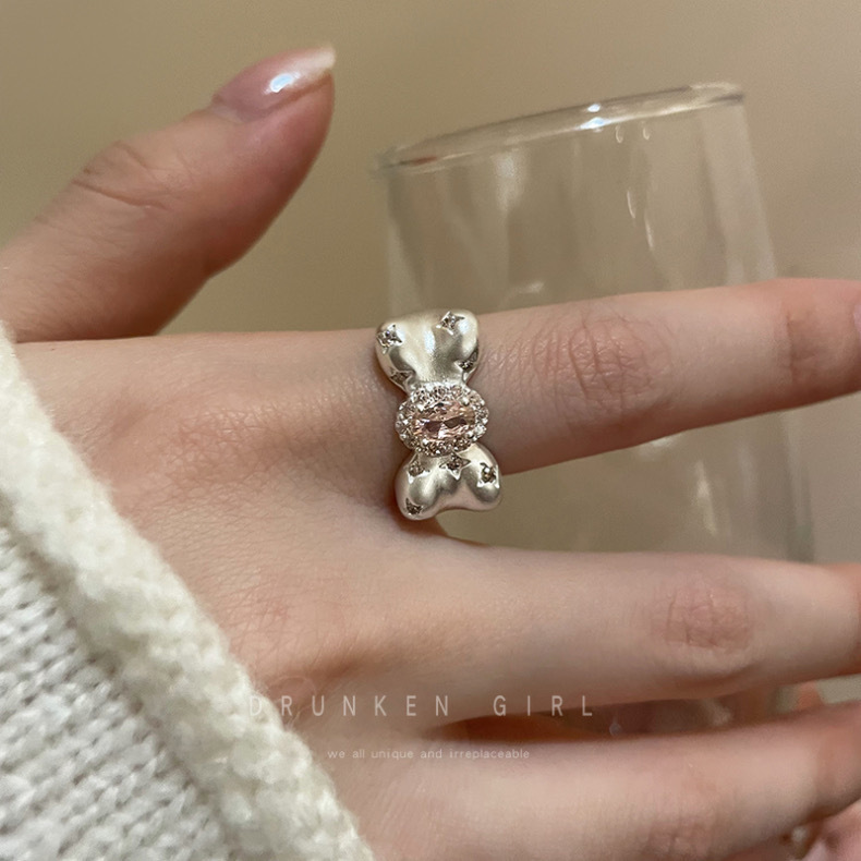 甜心公主~蝴蝶结戒指女2025年新款时尚个性尾戒哑光甜美开口指环详情2