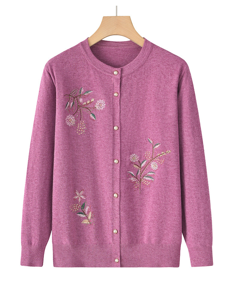 老年人春秋新款针织薄款外套女妈妈春装毛衣老太太开衫奶奶装衣服详情23