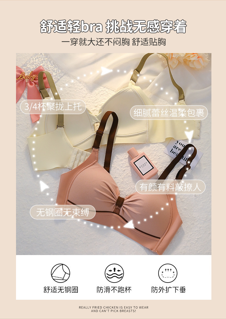 T跨境热销夏季无痕内衣小胸聚拢薄款文胸防下垂美背无钢圈软内衣详情6