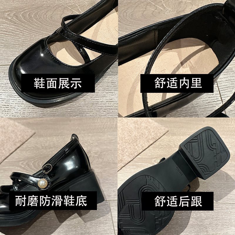 JK黑色百搭厚底圆头小皮鞋女2025新款复古英伦风玛丽珍单鞋高跟鞋详情10