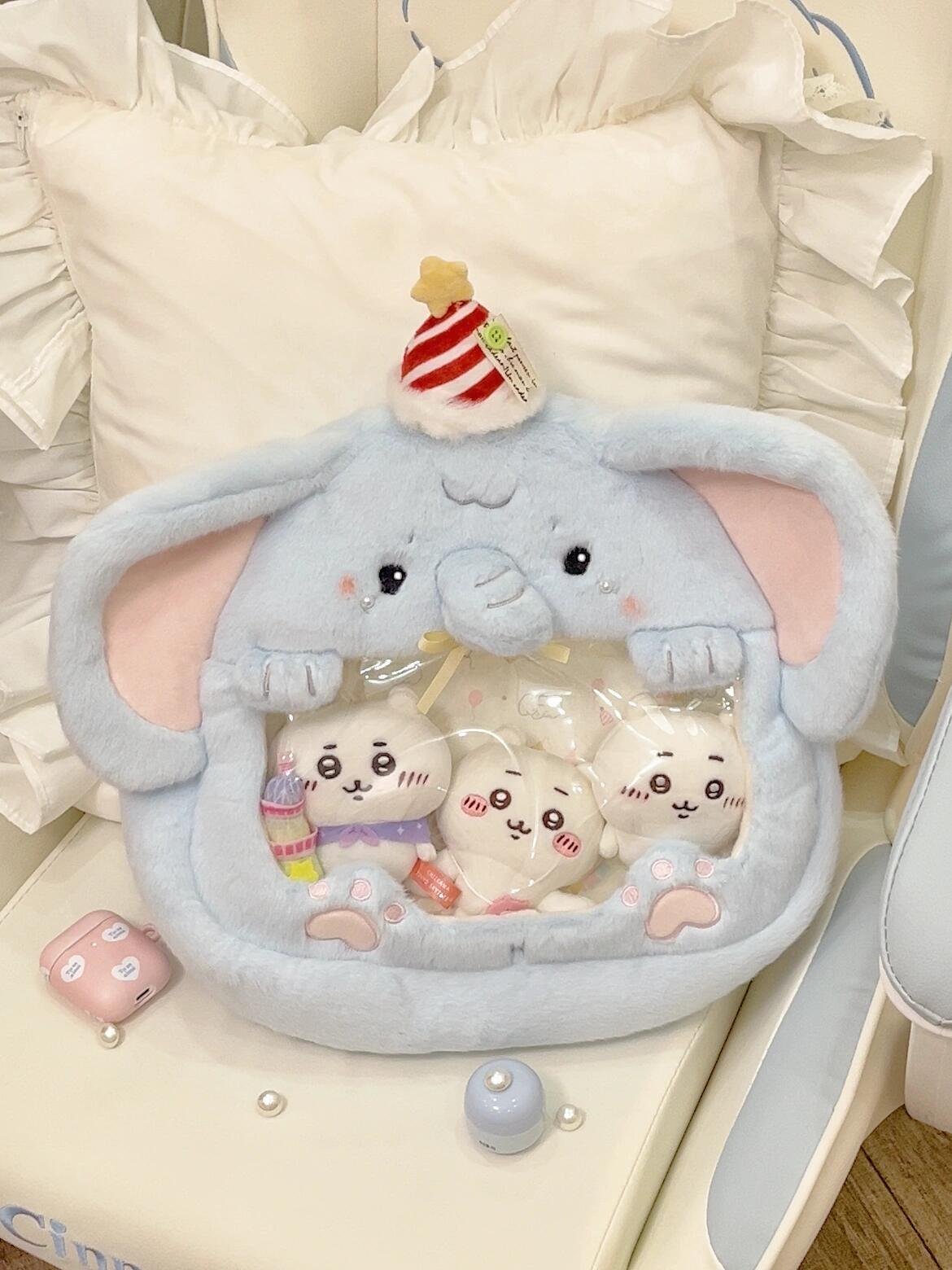 小象毛绒痛包可爱双肩书包大容量单肩斜挎包卡通书包二次元吧唧包详情5