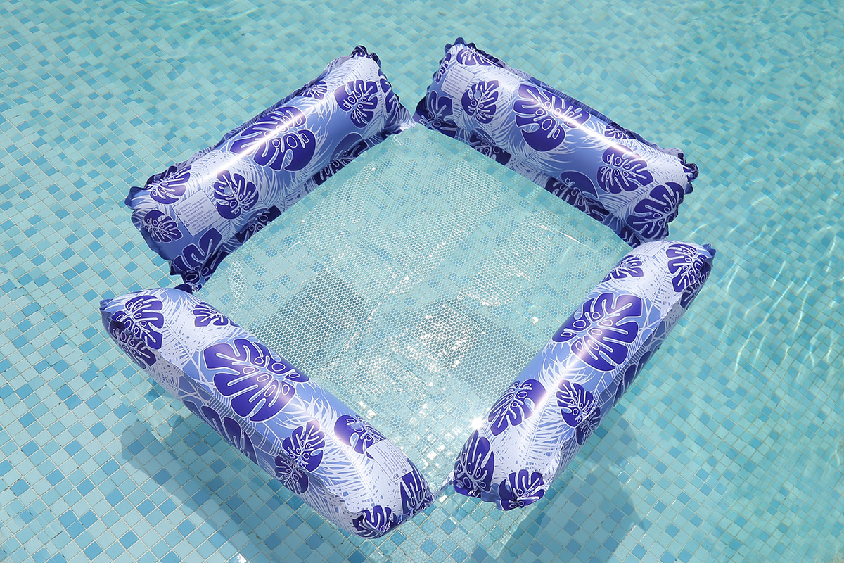 New cross-border turtle-back leaf pattern printed inflatable hammock, two-tube floating drainage, four-tube inflatable lounge chair, adult floating drainage, high-end thickened, high-quality, environmentally friendly and safe pic 12