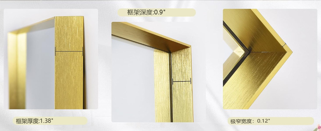 全身镜厂家轻奢风不锈钢钛金穿衣镜家用超白镜显高服装店显瘦镜子详情11