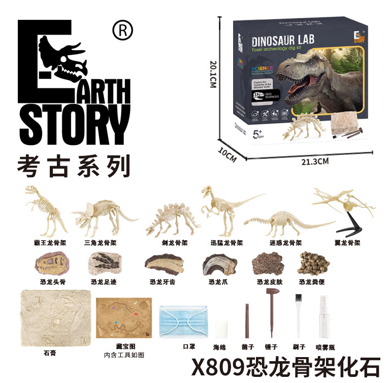 热卖石膏考古挖掘仿真恐龙骨架六款DIY拆装拼装益智动手认知模型详情6