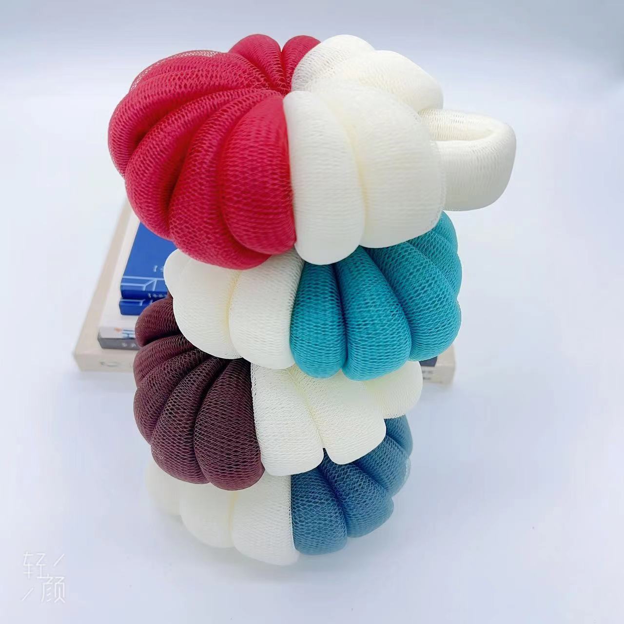 纯彩乌龟球沐浴条家用洗澡沐浴球搓澡巾搓背条起泡网浴球花详情18