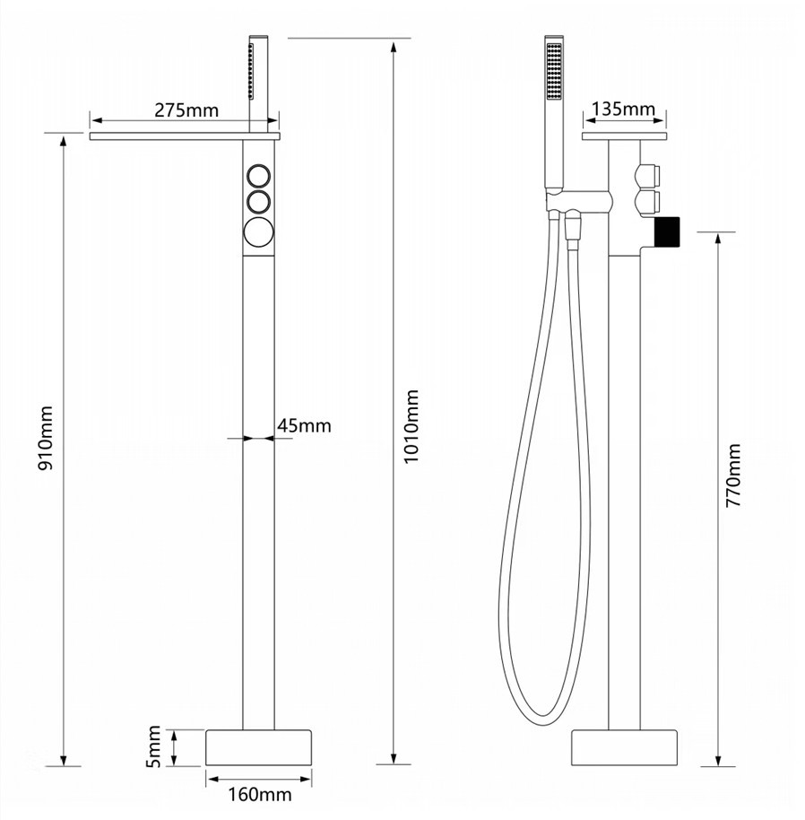 Cross-border exclusive floor-standing shower head set, hotel engineering bathtub, shower tub, edge faucet, shower head, brushed gold pic 34