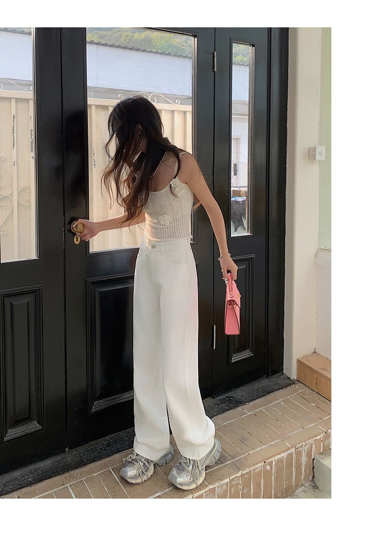 韩版设计感直筒牛仔裤女春秋季新款高腰显瘦显高宽松直筒牛仔裤子详情10