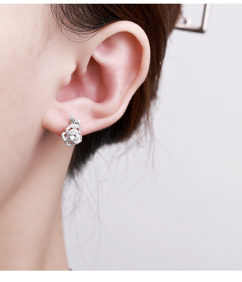 Zhuoheng Select S925 pure silver original Design Rose Double Leaf Full Diamond Mosang earrings with a light luxury and high-end feel pic 19