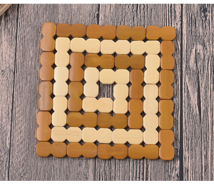 Cross-border delivery of bamboo table heat insulation pads, square square square anti-scald bowl pads, bowl pads, bamboo and wood coasters, kitchen pot pads pic 3
