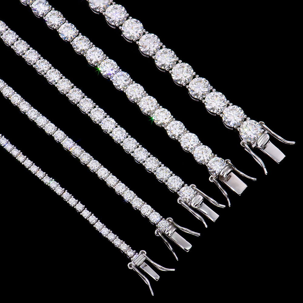 欧美风男士纯银手链2到6毫米跨境饰品S925莫桑石首饰痞帅送男友详情10