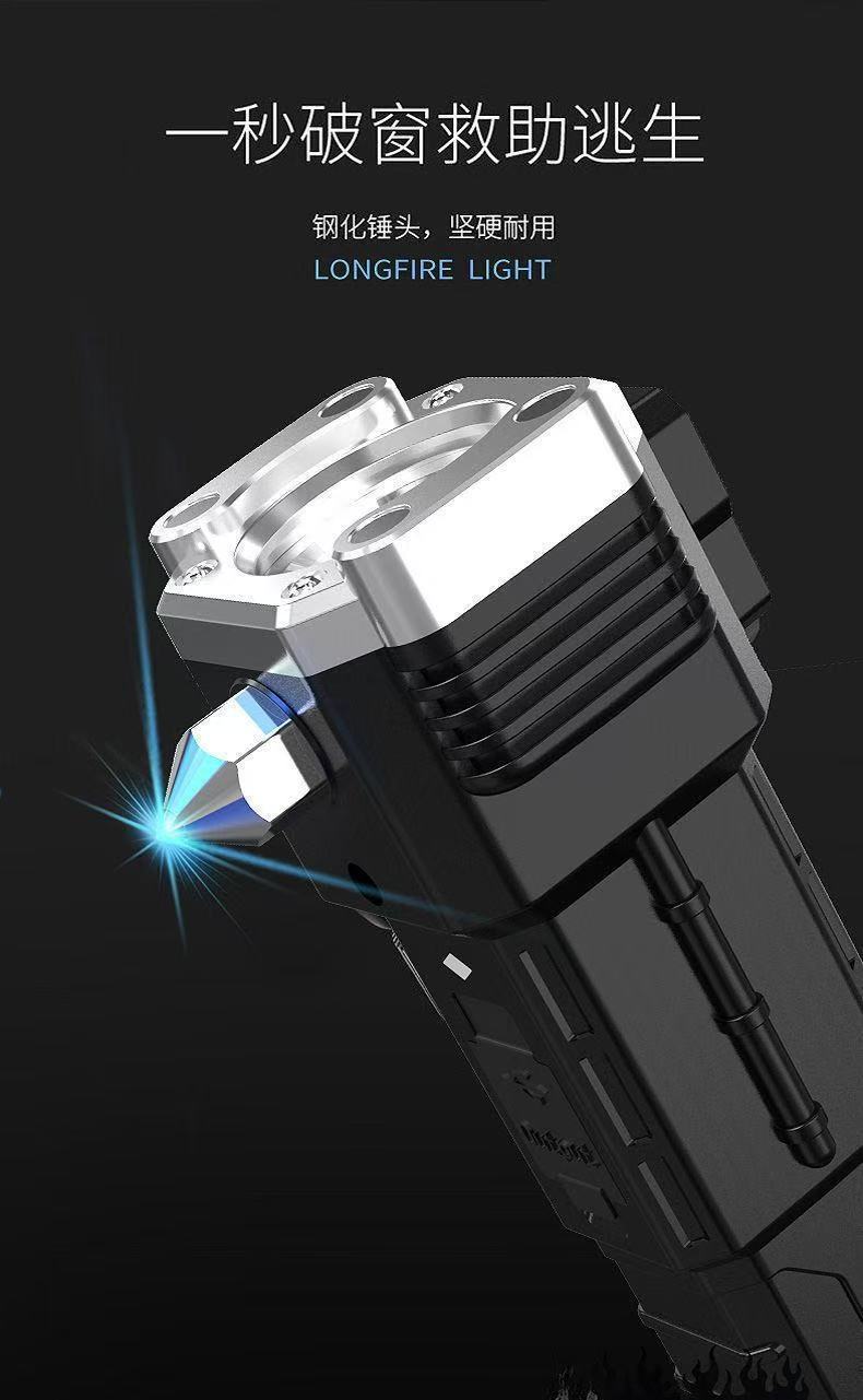 Best-selling car safety hammer LED flashlight, USB charging with magnetic COB side light, outdoor multi-purpose flashlight pic 6