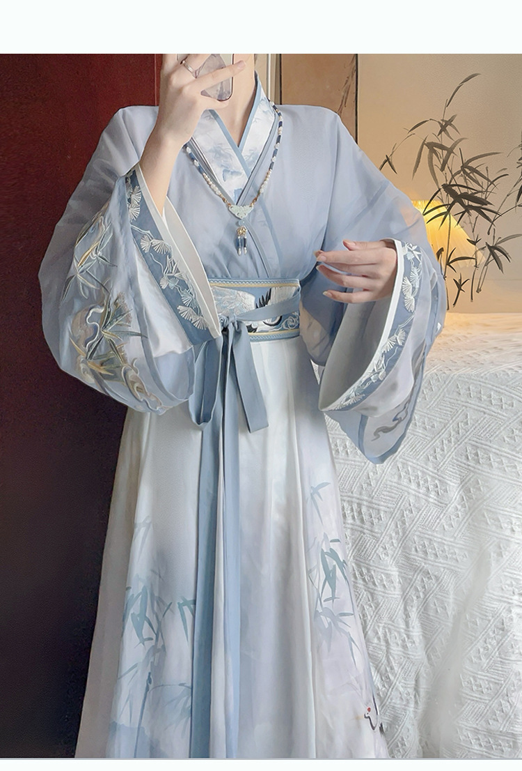 A summer Chinese-style and chivalrous set of women's Hanfu with a cross-collar collar pic 15