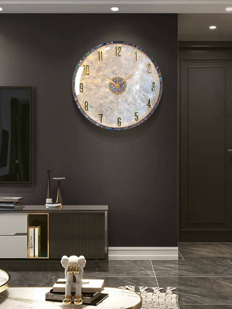 轻奢贝壳挂钟2024高级感创意挂表时钟表挂墙2023新款客厅高档大气详情10