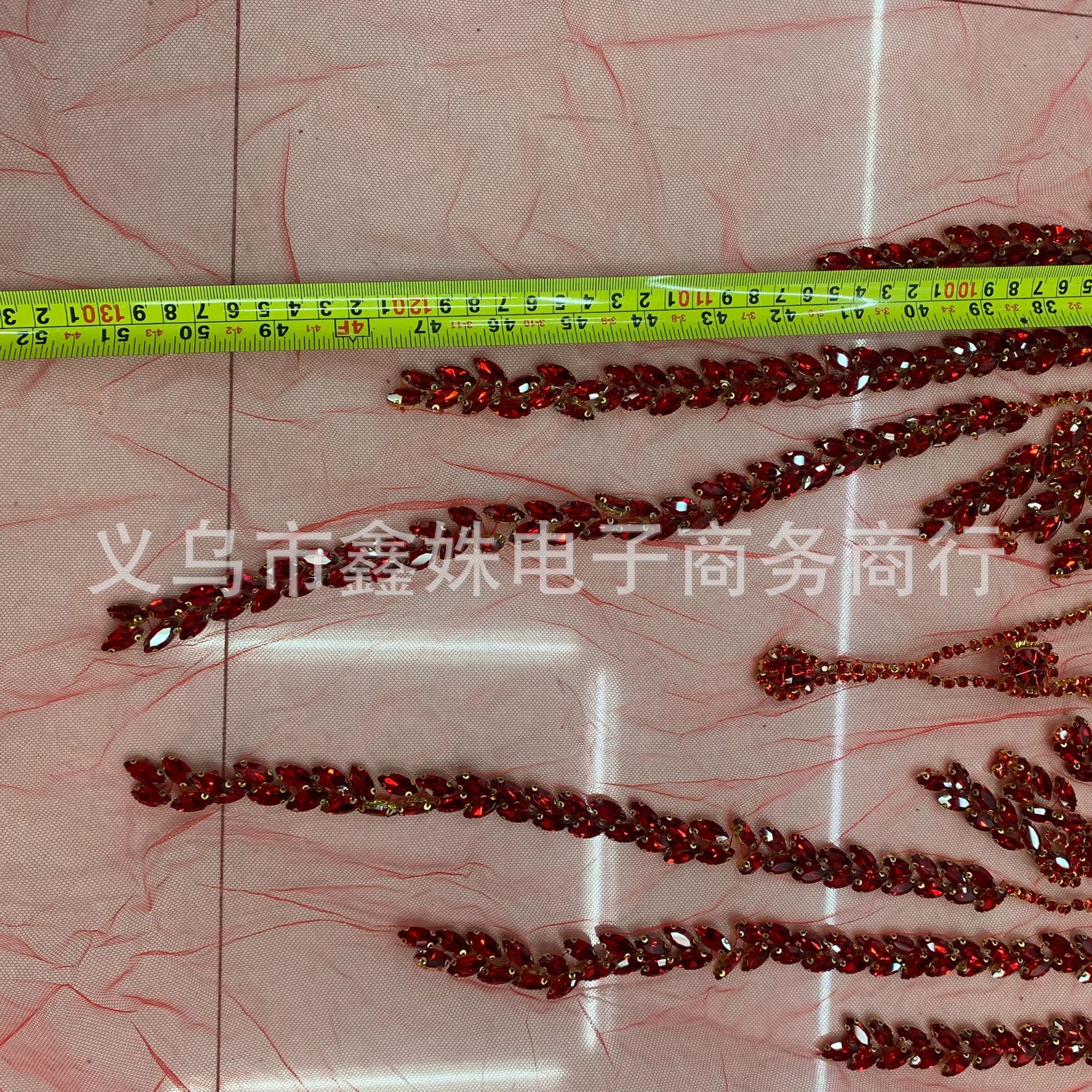 Red large-sized, super-heavy, luxurious large diamond, hand-stitched beads, luxury wedding dress and evening gown, glass rhinestone cut pieces, clothing accessories pic 22