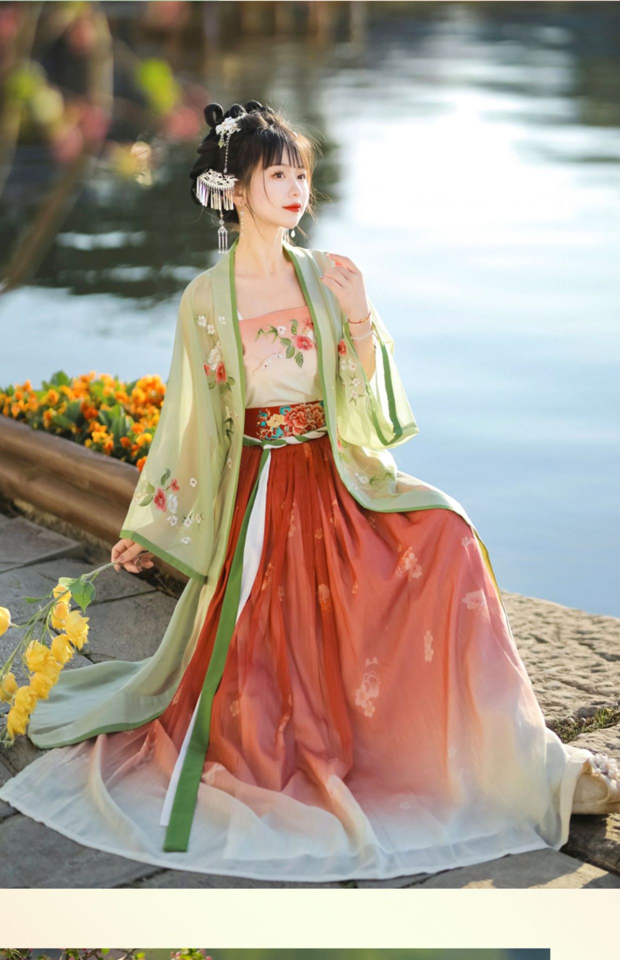 New styles of Chinese-style Song-style hanfu for women in spring and summer, with a long waist and 褙子 super ethereal student costume for daily use pic 13