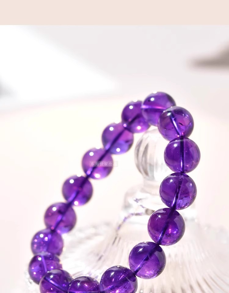 紫水晶手串女男玛瑙玉髓翡翠宝玉石散珠子乌拉圭紫晶东海水晶手链饰品手饰手链详情10