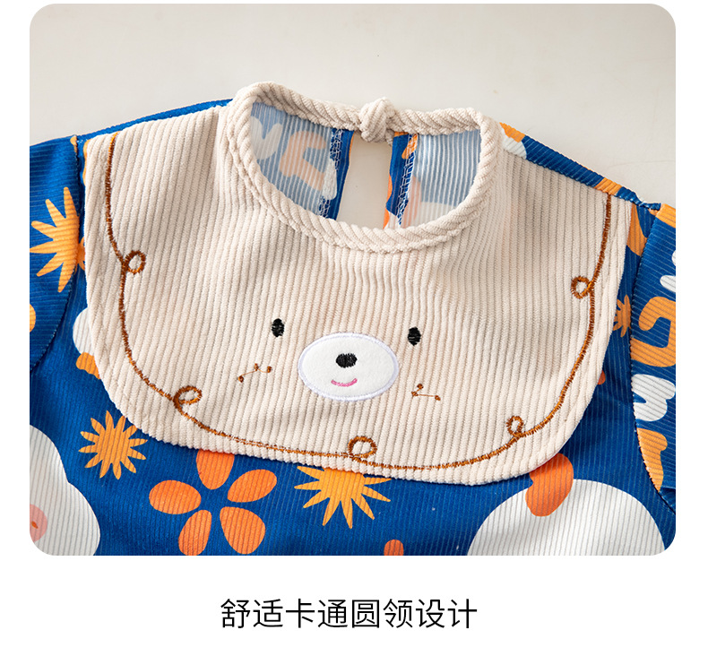 儿童罩衣秋冬季灯芯绒婴儿吃饭围兜罩衣宝宝防水防脏长袖反穿衣详情12