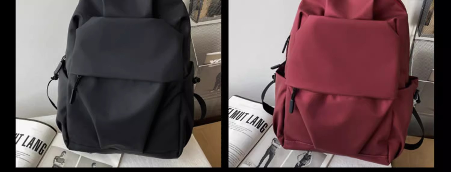 防水尼龙布韩版双肩包大容量大学生书包男士褶皱休闲旅行电脑背包详情3