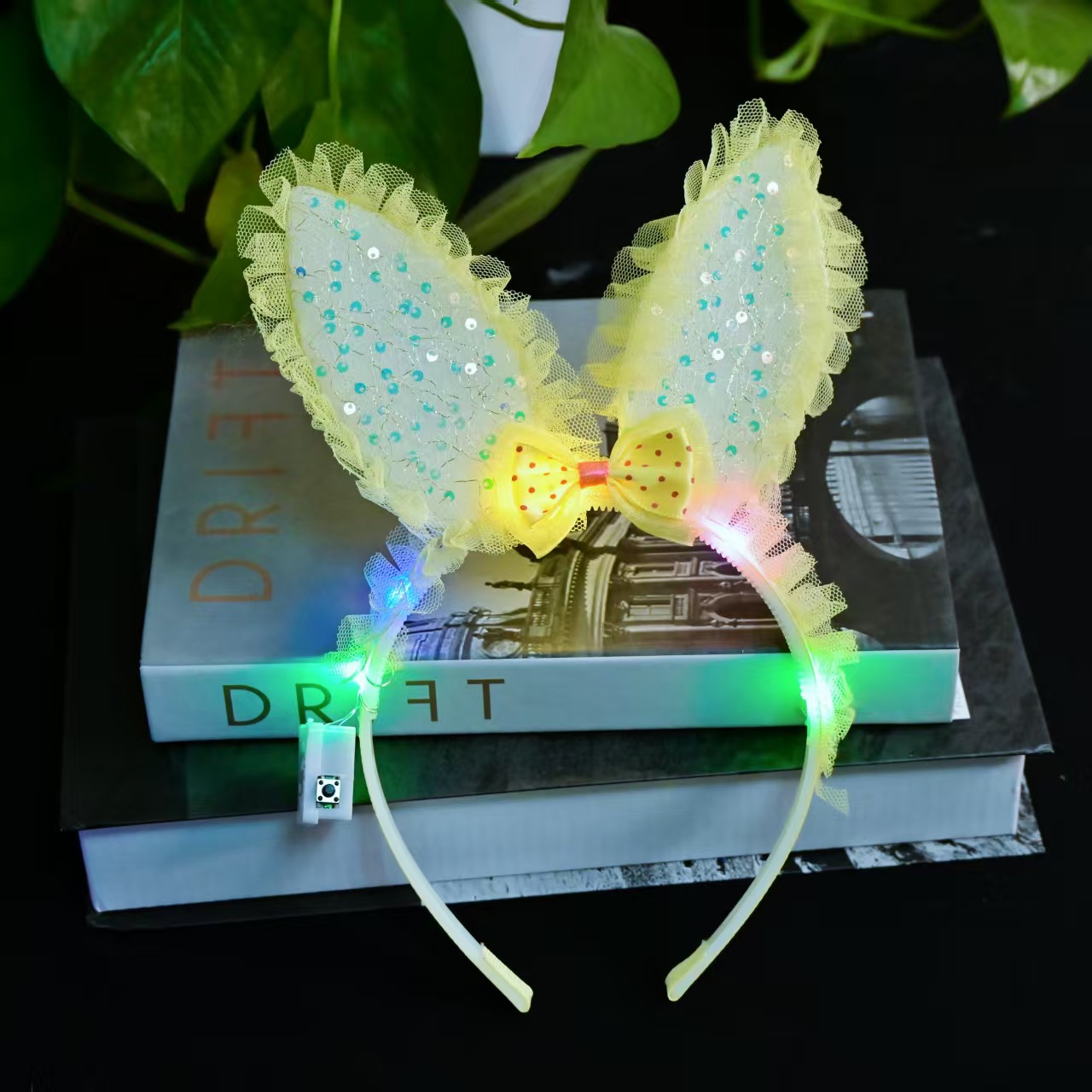 2025 New cute Kulomi Internet celebrity glowing big ear headband, glowing crown headband, glowing bow tie headband pic 7