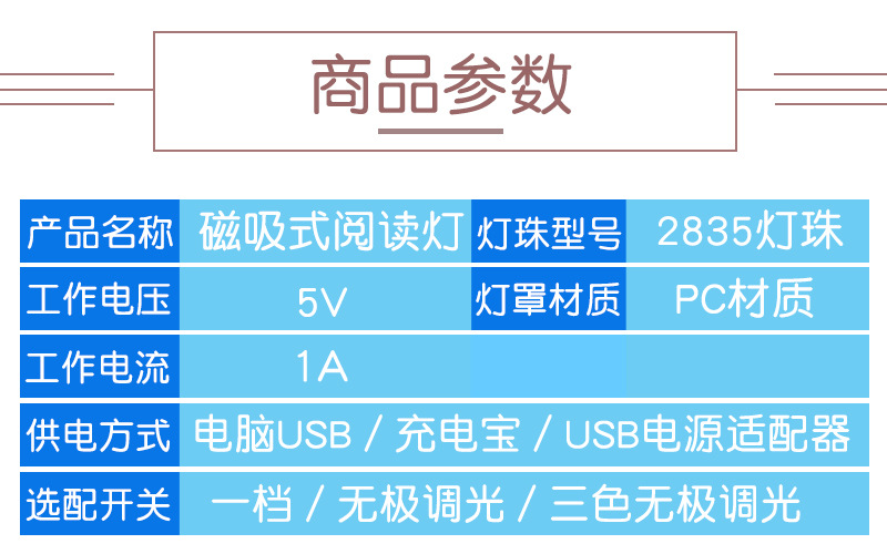 磁吸台灯酷毙灯宿舍灯管LED学习灯USB灯充电阅读灯大学生灯书桌灯详情13