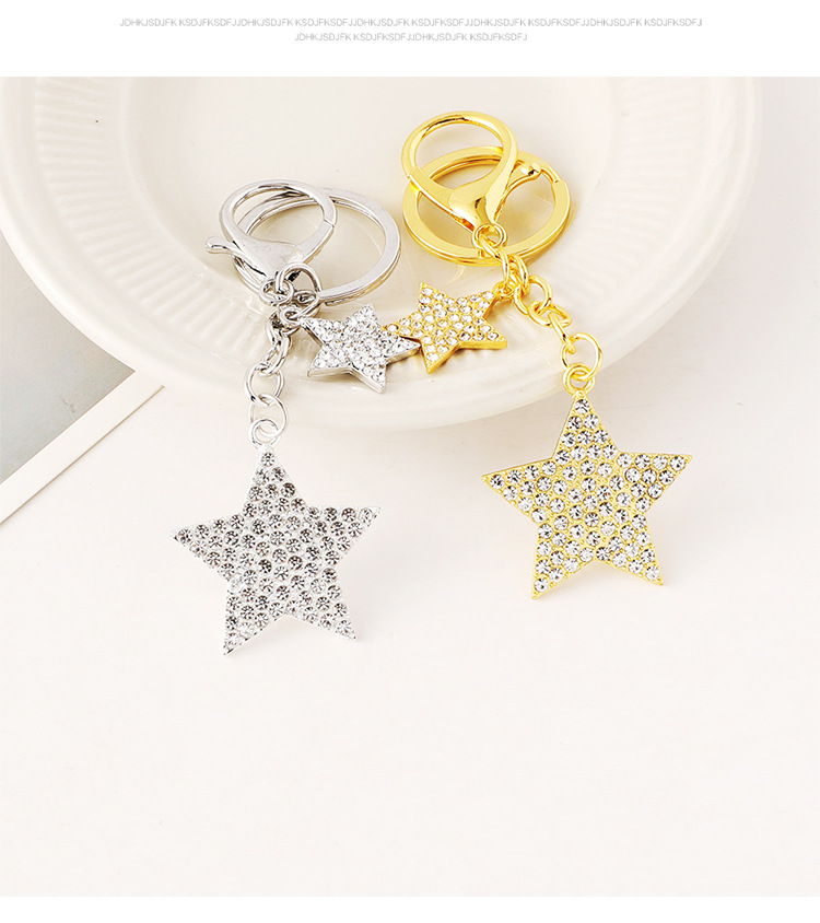 Wholesale of cross-border fashion diamond-encruted five-pointed star bags, keychains, metal star pendants and small gifts pic 5