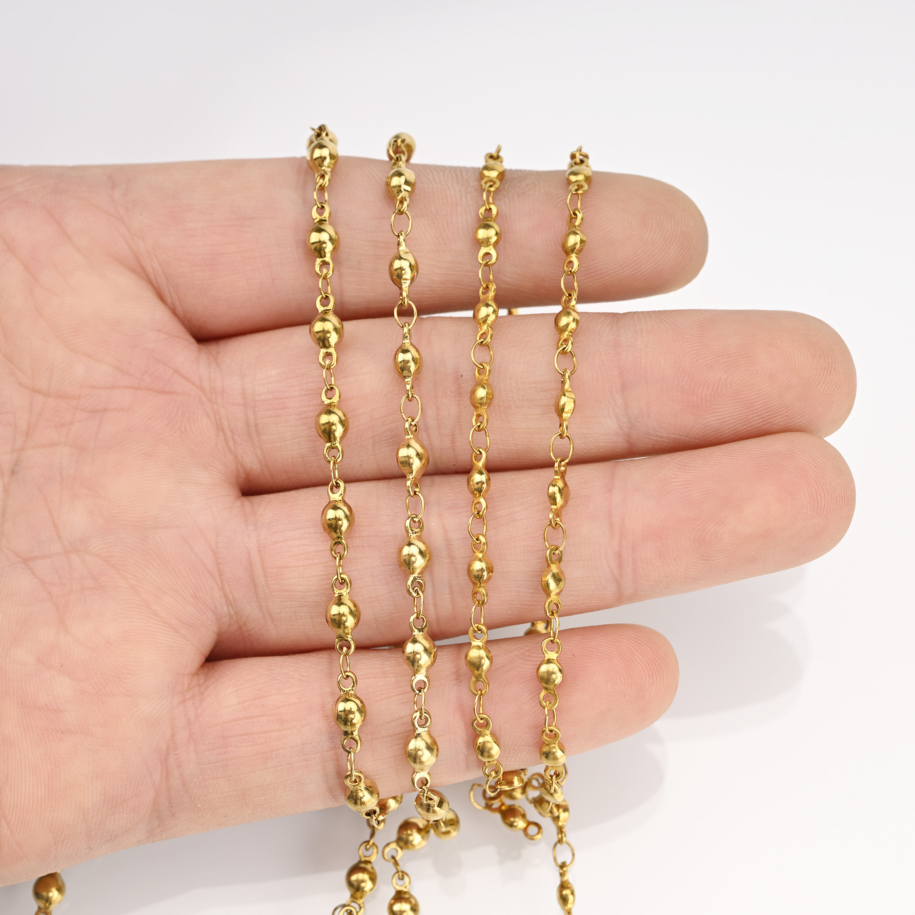 Stainless steel bean-welded ring chain PVD vacuum electroplated titanium steel round bean-shaped chain necklace bracelet DIY chain pic 1