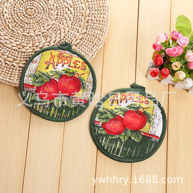 【 Chi Jia 】 Daily home fabric round placemats, coasters, kitchen microwave insulation pads, fabric printed pads pic 4