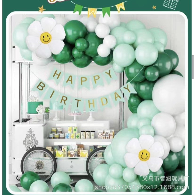 Creative design of green theme balloon set scene arrangement for birthday party balloon chain set scene arrangement pic 7