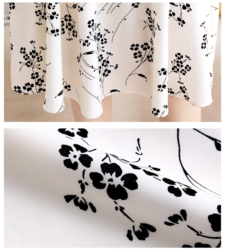 French floral chiffon dress for women 2024 Summer new style, fashionable, elegant and versatile V-neck midlength dress pic 3