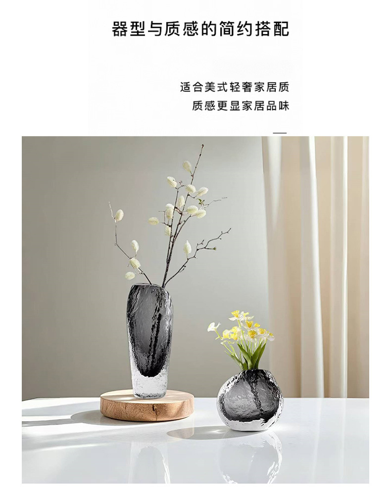 现代轻奢琉璃琥珀色浮冰手工花瓶客厅电视柜玄关高级感家居摆件品详情29