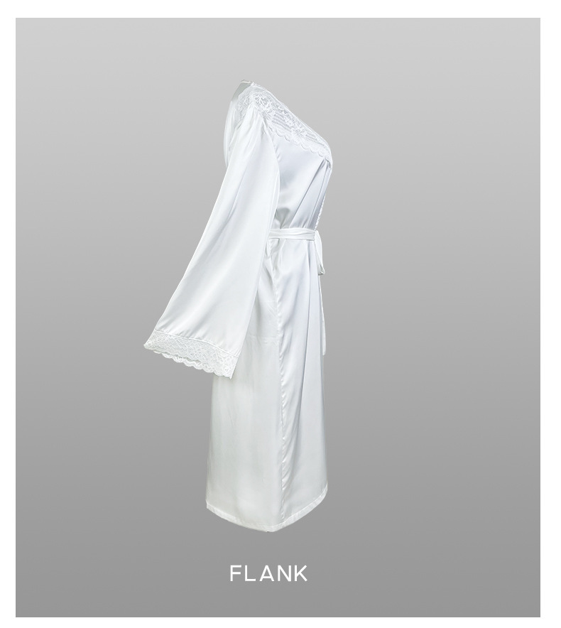 New cross-border satin pajamas for women, lace, light luxury, long-sleeved, cool bathrobes and home wear for women, 469 pic 5