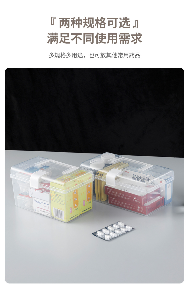 家用透明收纳盒桌面塑料整理盒手提储物箱小箱子整理箱药箱收纳箱详情9